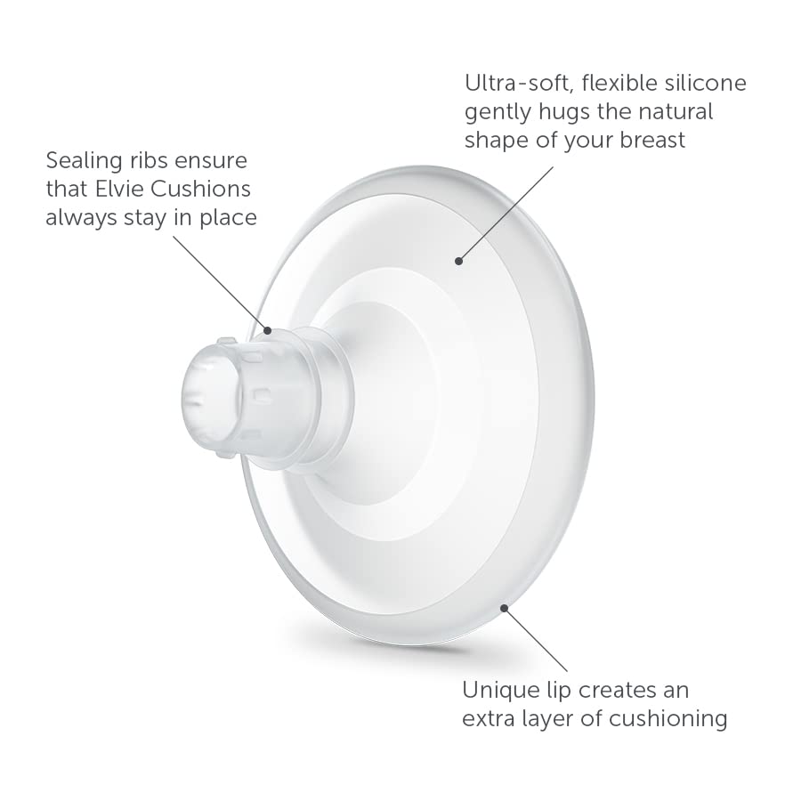 Elvie Nipple Cushions 17mm showcase ultra-soft silicone hugging the breast.