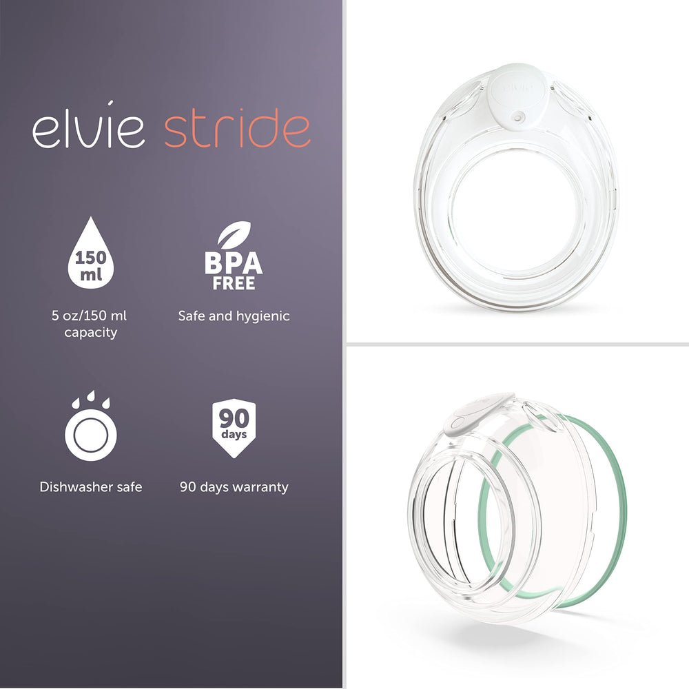 Elvie Stride cups inside the bra demonstrating hands-free milk collection