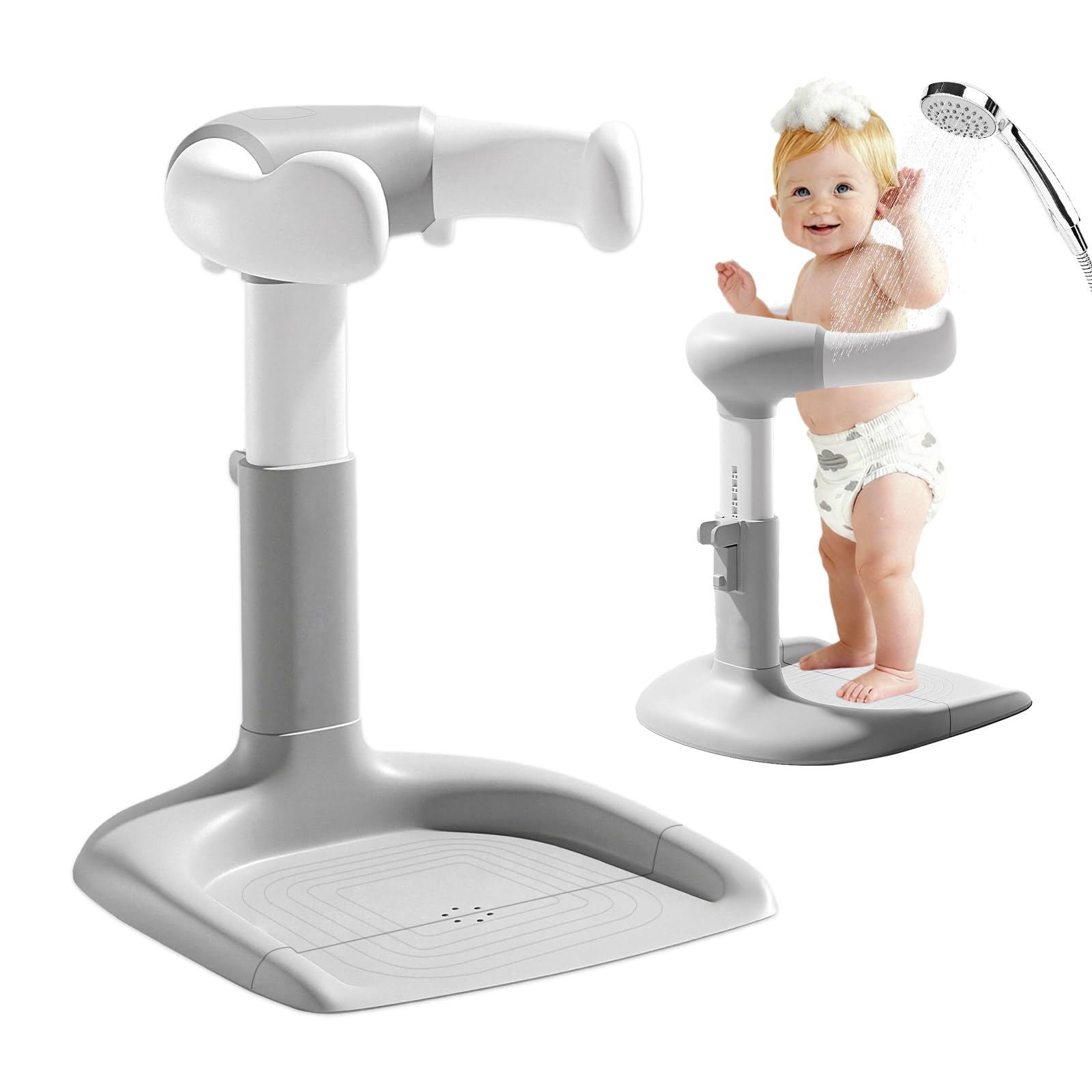elyelsanns baby shower stand assembly shows tool-free setup for quick bath prep.