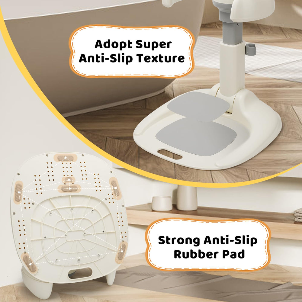 Elyelsanns Stand tool-free installation shown with suction cups on smooth surface.