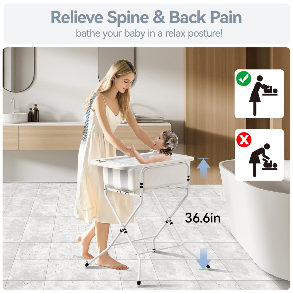 Elyelsanns bathtub stand provides stable support during bath time.
