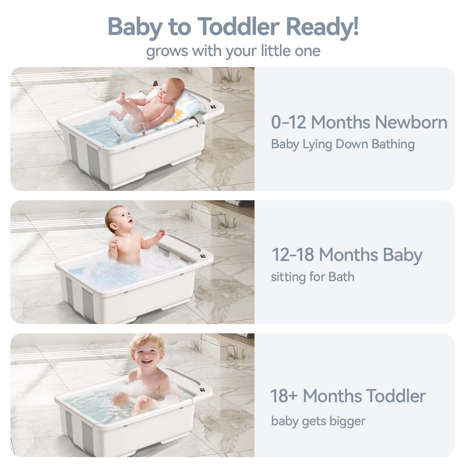 Elyelsanns cushioned bath area offers soft, comfy contact for infants.