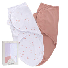 Ely's & Co adjustable swaddles in dusty rose for newborn comfort and security