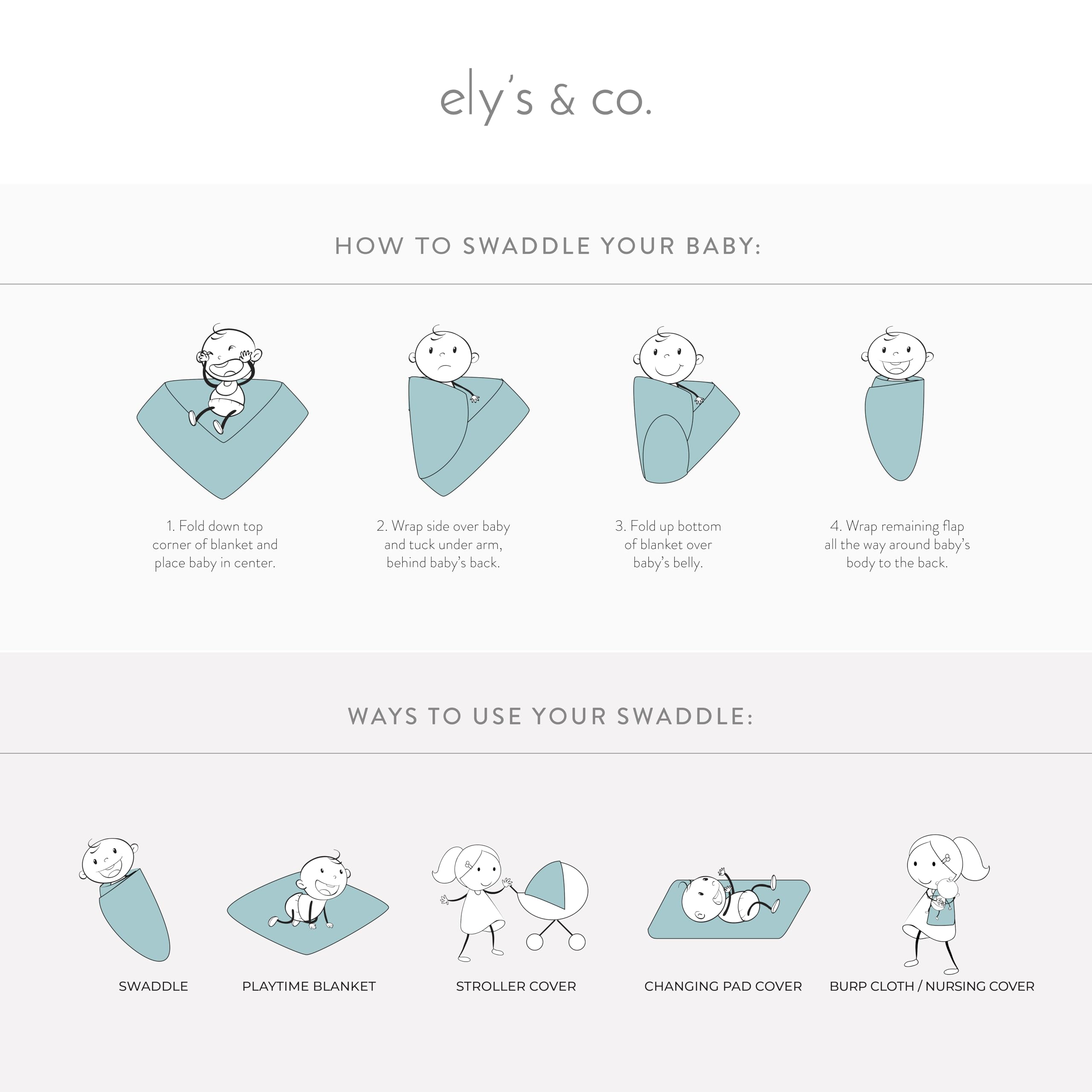 Ely's & Co. baby sleep swaddle setup demonstrates secure, cozy coverage.