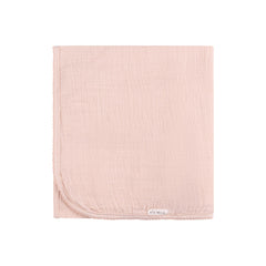 Ely's & Co baby swaddle pink scallop trim demonstrates versatile use as stroller cover.