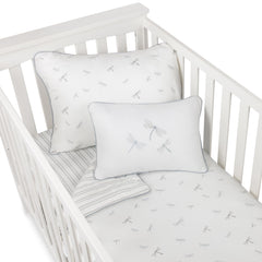 Ely's & Co pillowcase in blue dragonfly stripes fits standard pillows for easy styling.