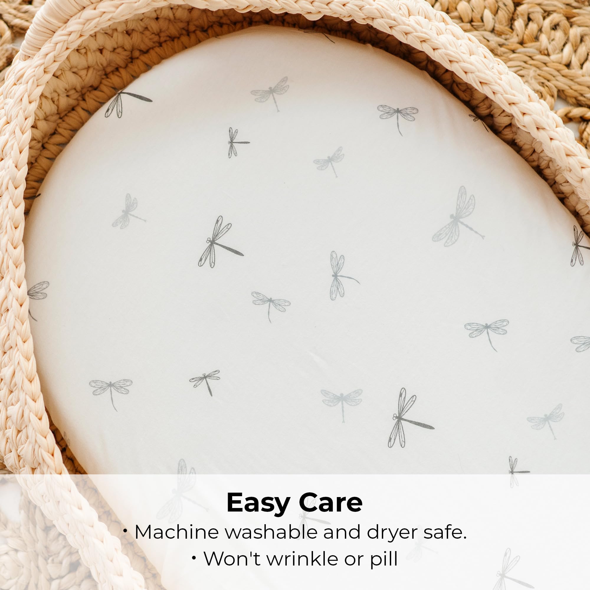 Wrinkle-free jersey knit keeps a smooth, secure surface.