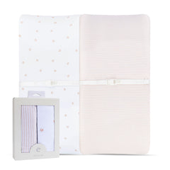 Ely's & Co Changing Pad Cover Pink Tulip front view shows a soft, breathable fit.