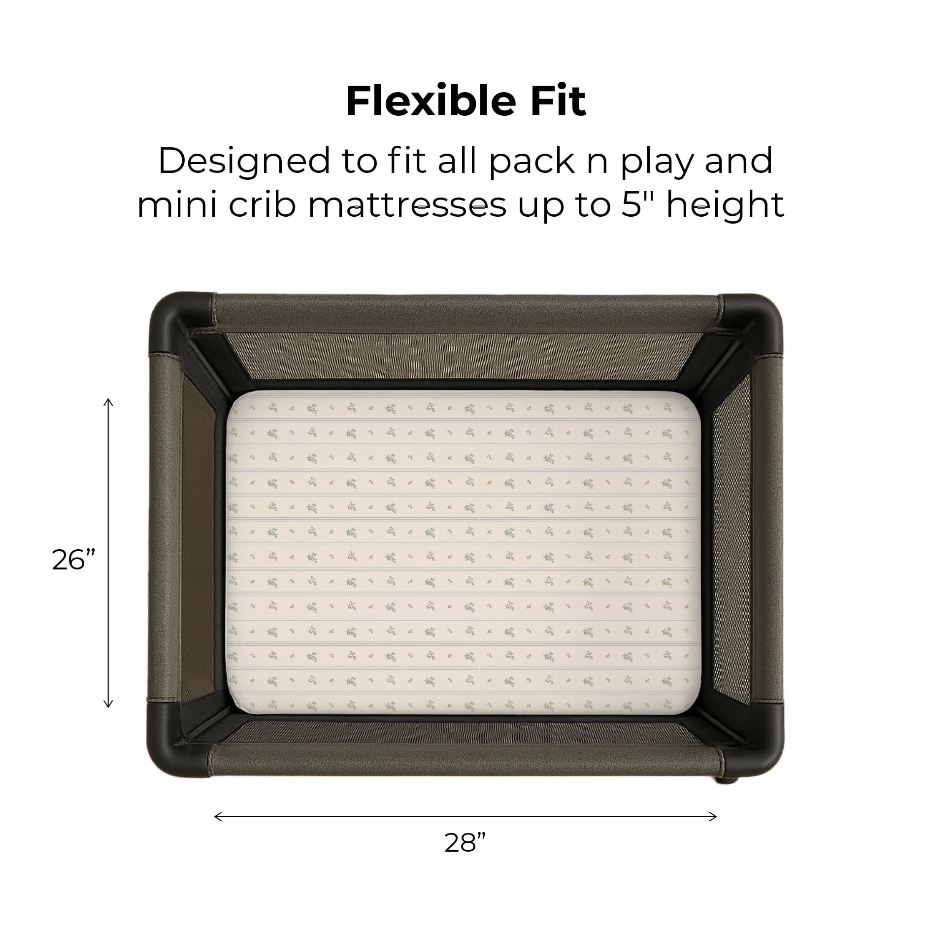 Elastic-fit Ely's & Co. sheet secures on standard Pack n Play mats