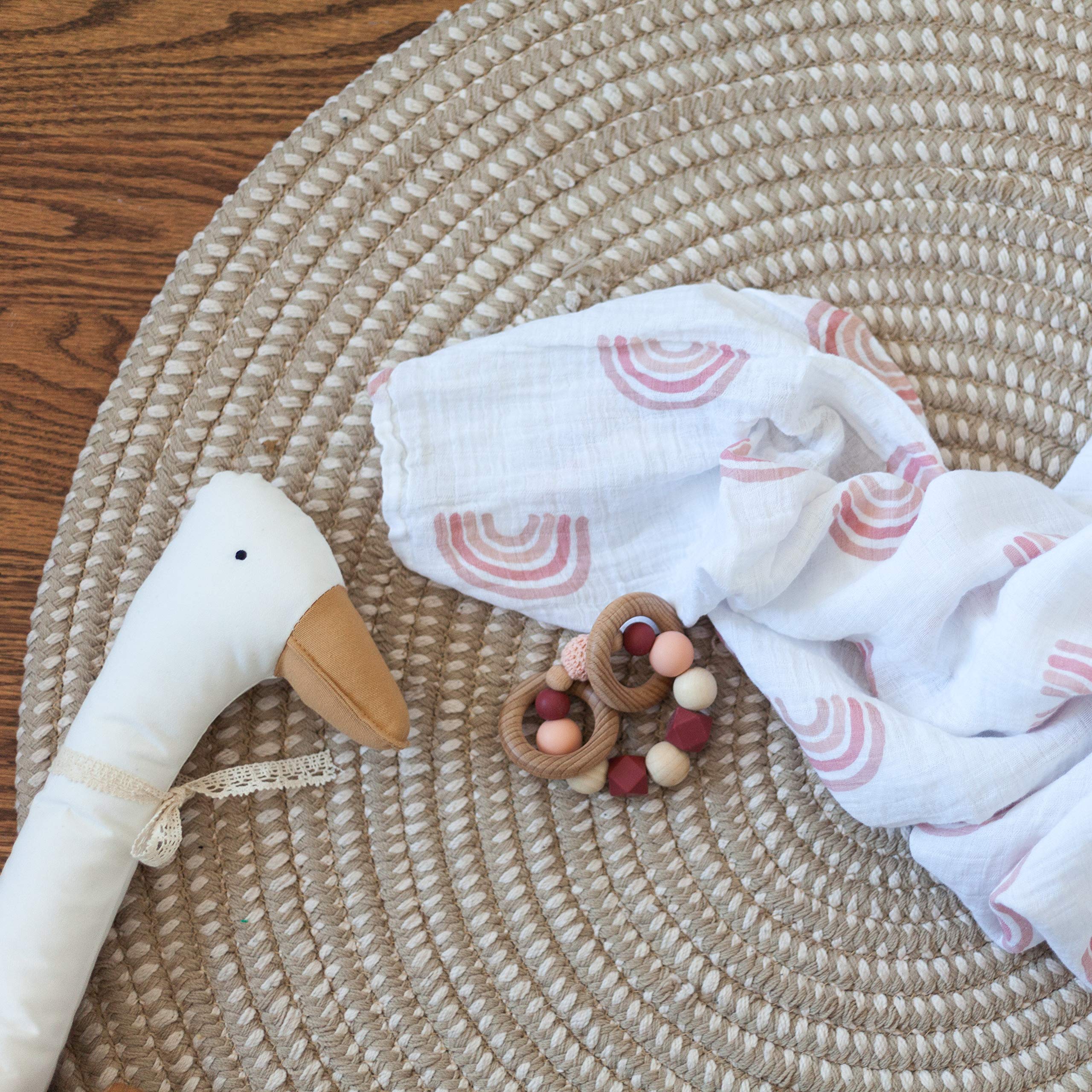 Extra-large Ely's & Co swaddle blanket provides generous wrapping space.