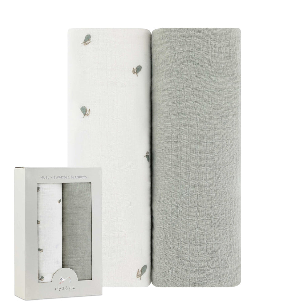 Ely's Co. muslin swaddle with pear print for breathable comfort