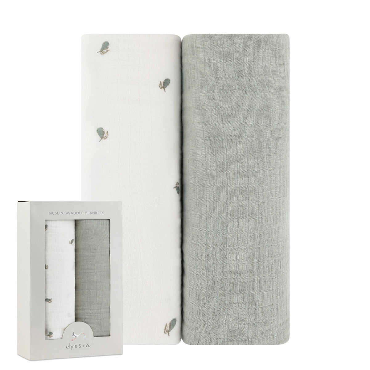 Ely's Co. muslin swaddle with pear print for breathable comfort