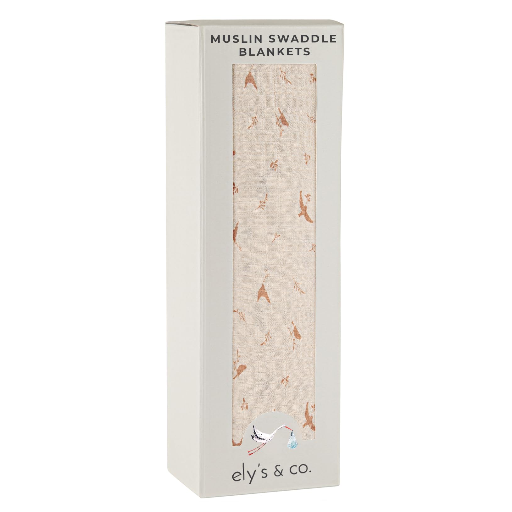 Ely's & Co. muslin swaddle blanket with pink bird print provides breathable comfort for baby sleep