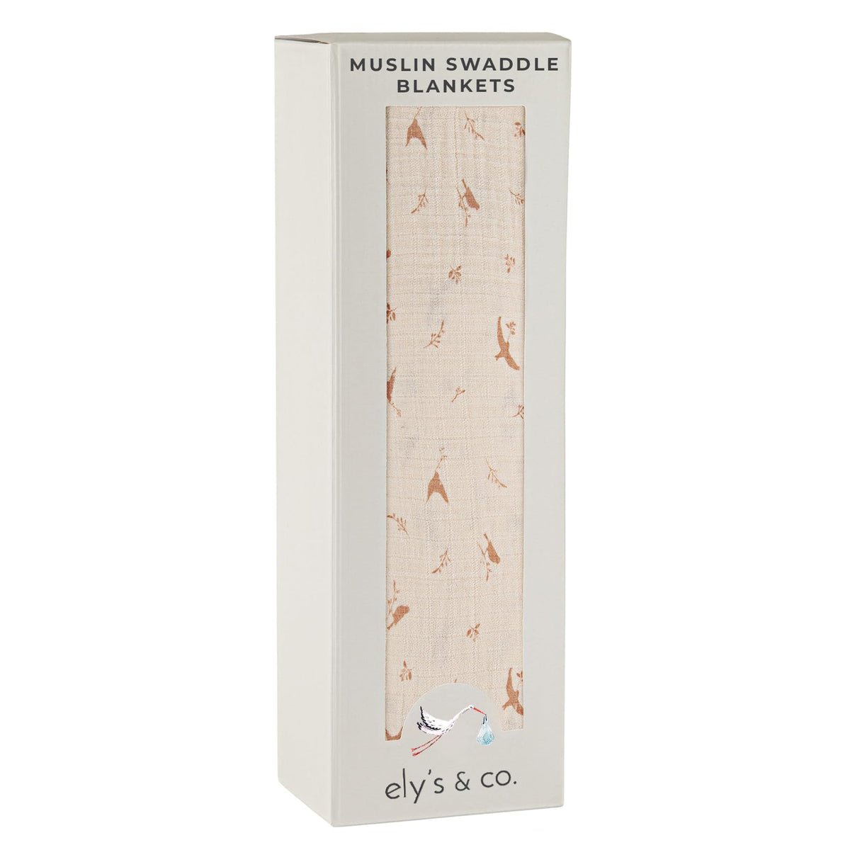 Ely's & Co. muslin swaddle blanket with pink bird print provides breathable comfort for baby sleep