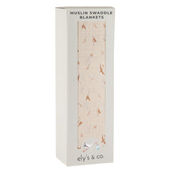 Ely's & Co. muslin swaddle blanket with pink bird print provides breathable comfort for baby sleep