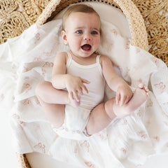 The 47x47 blankets stay lightweight and breathable for comfy swaddling sessions.