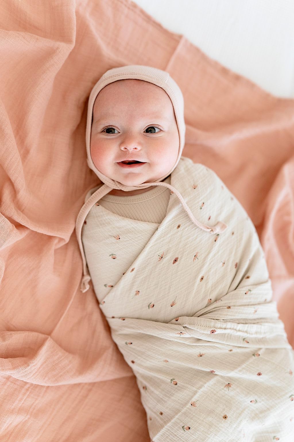 Ely's & Co. cotton muslin swaddle is gentle on delicate skin.