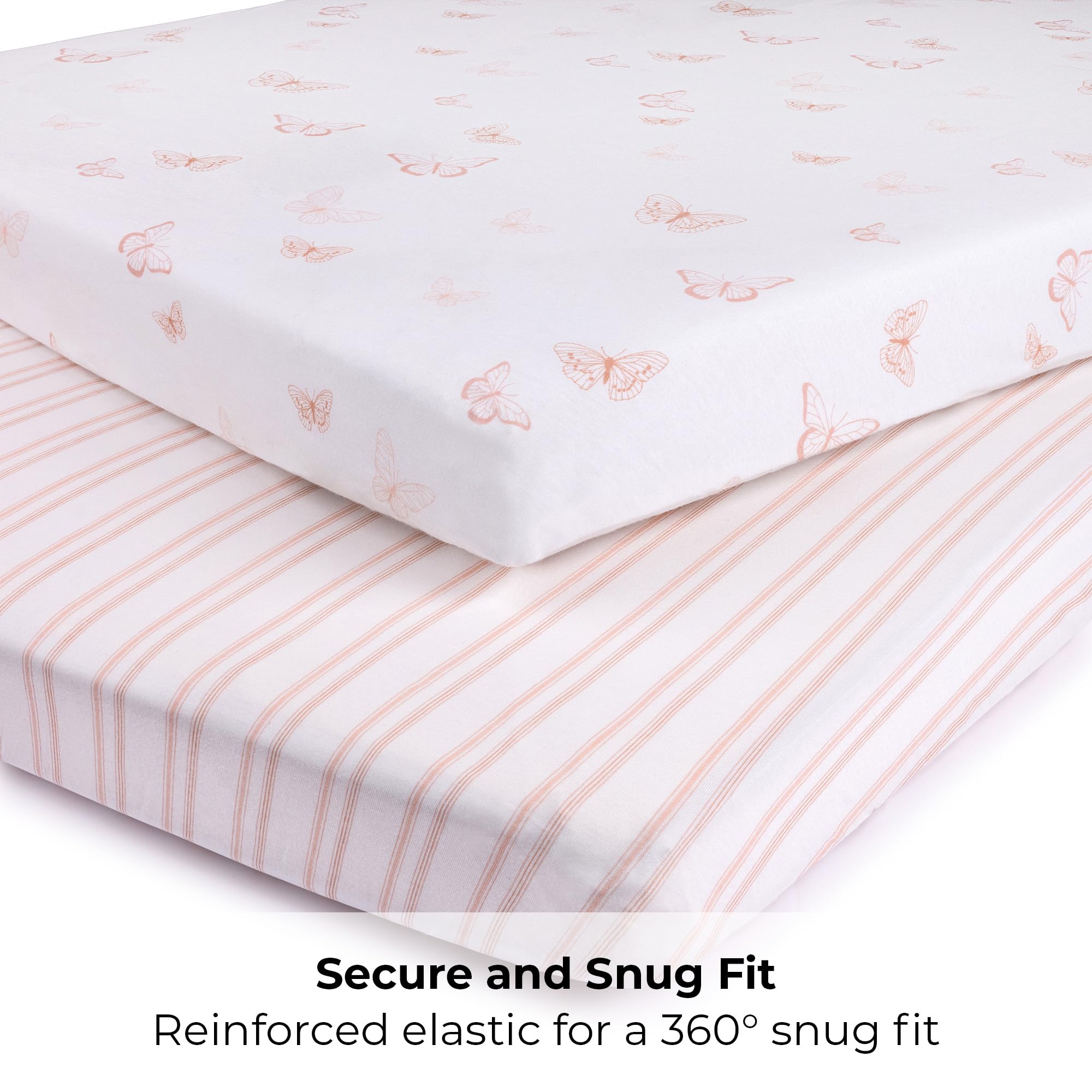 Ely's & Co sheet with stripes on white, cozy and stylish for portable nurseries