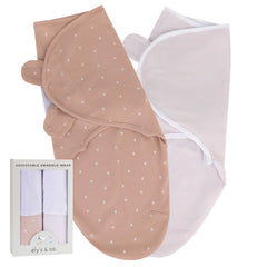 Ely's & Co pink tulip swaddle pack front view for cozy newborn swaddling.
