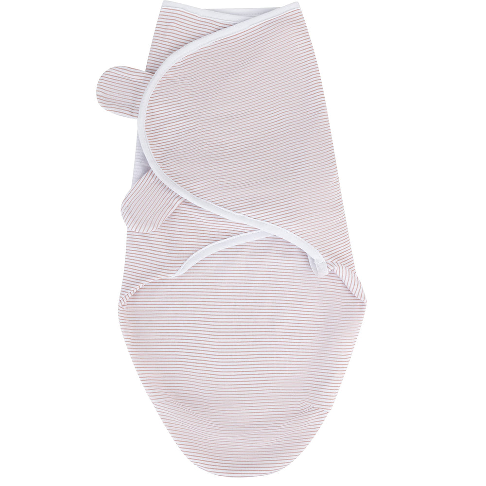 Secure closures simplify snug swaddling with Ely's & Co pink tulip set.