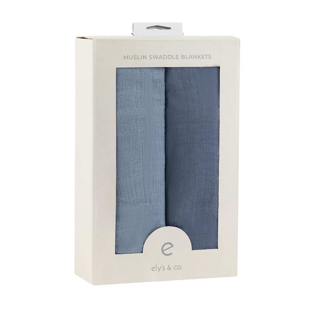 Extra-large 47x47 swaddle blanket in sapphire blue for comfortable swaddling.