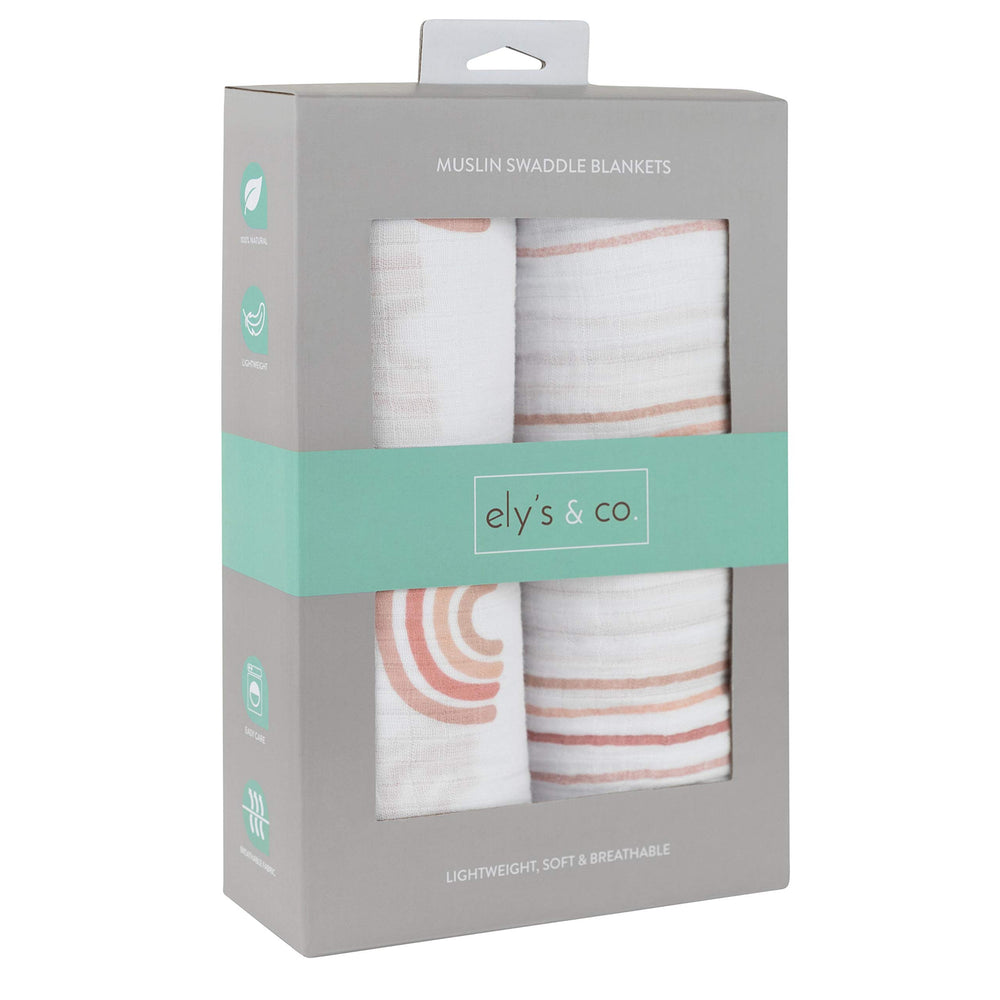 Gift-ready Ely's & Co two-pack swaddle set for baby girl.