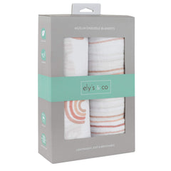 Gift-ready Ely's & Co two-pack swaddle set for baby girl.