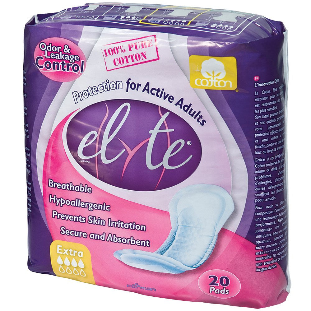 Elyte Light Cotton Incontinence Pads Xtra with soft cotton core for reliable leak protection