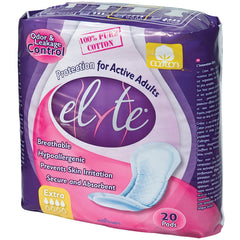 Elyte Light Cotton Incontinence Pads Xtra with soft cotton core for reliable leak protection