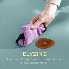 ELYZING light green mat shown on hardwood floor with outdoor-grade PVC base.
