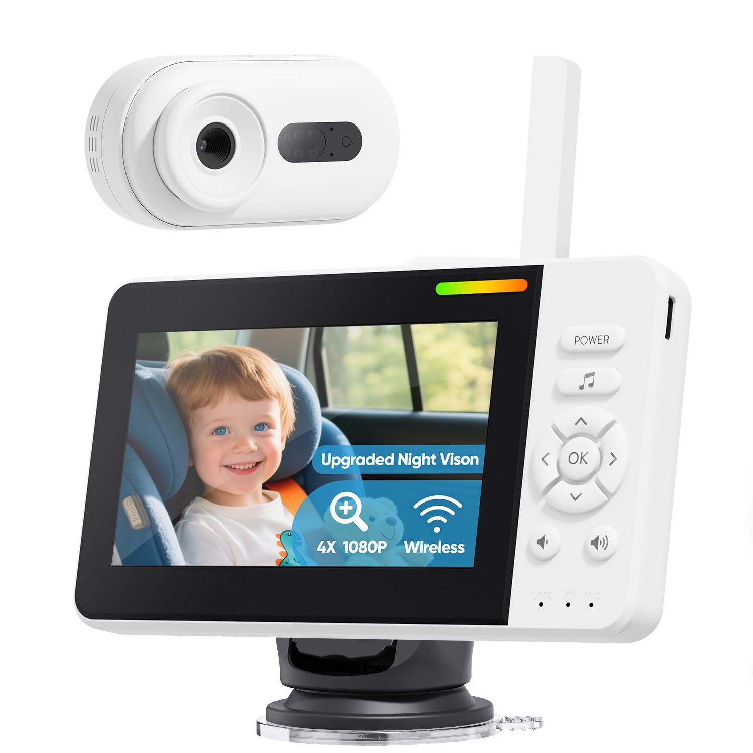Elzeeo baby car camera wireless 1080p view keeps your infant in sight.
