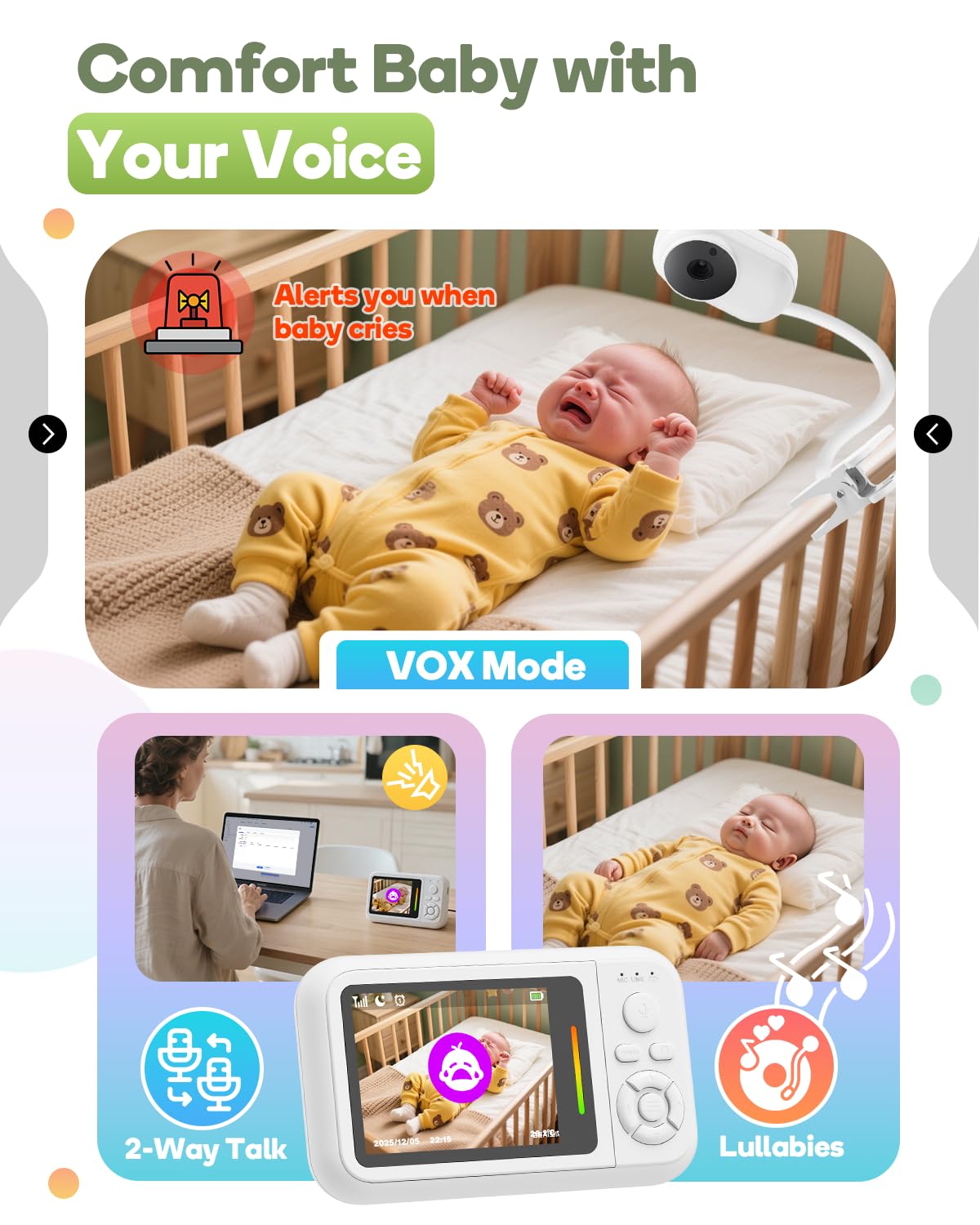 Elzeeo cry detection alerts you when baby wakes.
