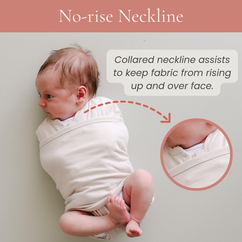 Embe swaddle offers quick diaper access via chest snap and leg pouch.