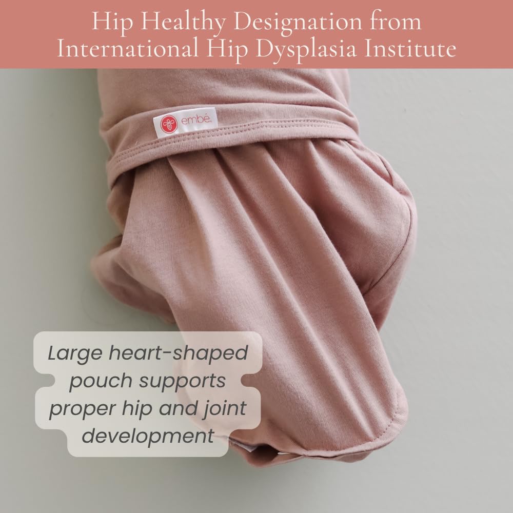 Embe swaddle keeps the neckline in place with Velcro and zipper.