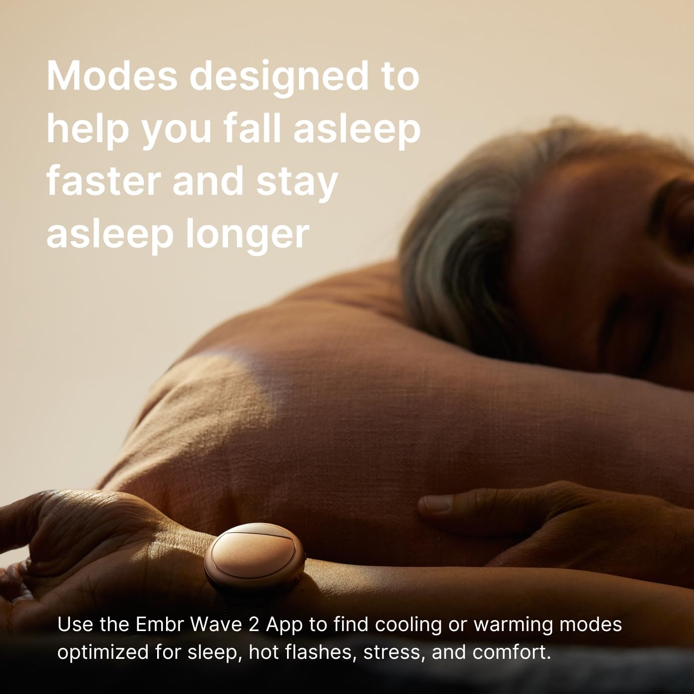 Nightstand setup shows Embr Wave within easy reach at night