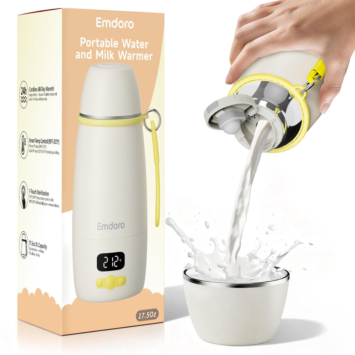Emdoro portable baby bottle warmer on the go keeps feeds ready during travels.