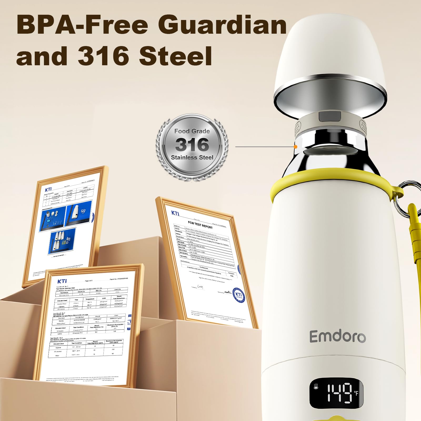 Emdoro 16000mAh battery powers the warmer without outlets during travel.
