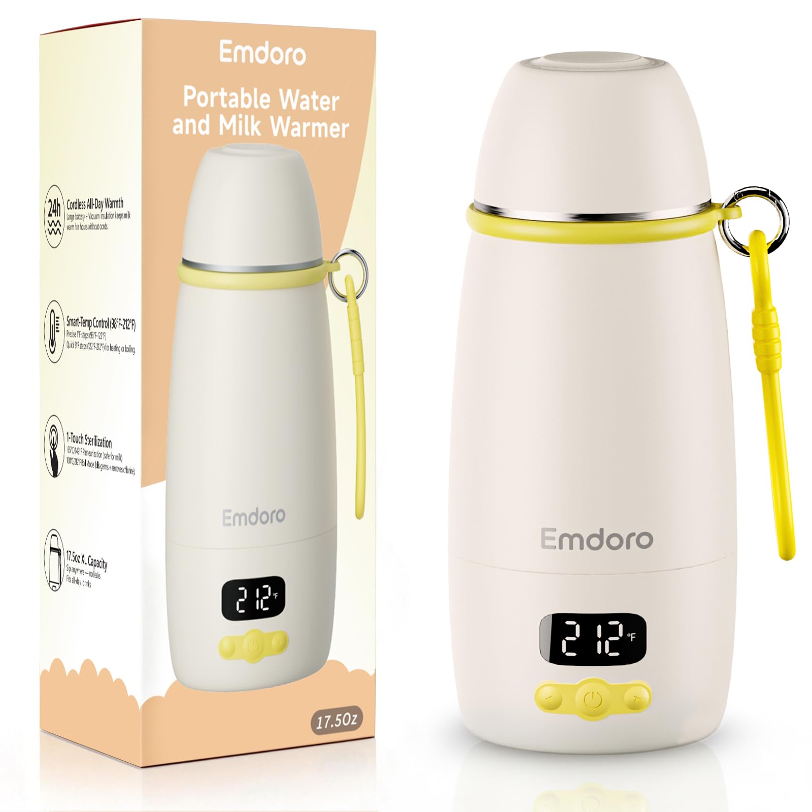 Emdoro portable bottle warmer with dual heating modes for quick breast milk or formula warming.