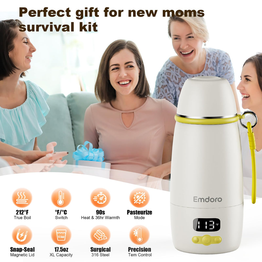 Emdoro temperature-sensor auto-switch to warm for breast milk readiness.
