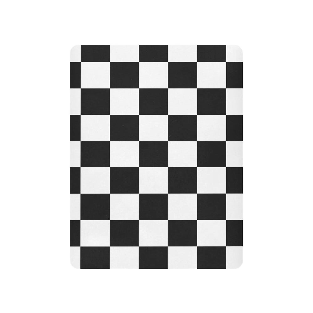 Close-up of Emelivor checkerboard plaid crib sheet fabric and texture