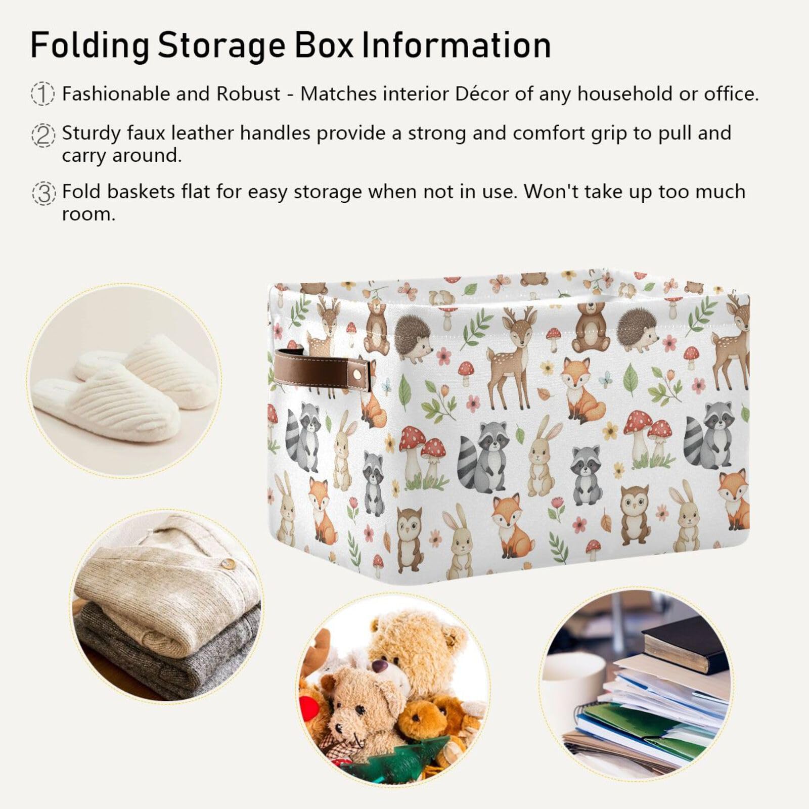 Emelivor storage bins suited for nursery, bedroom, and office use