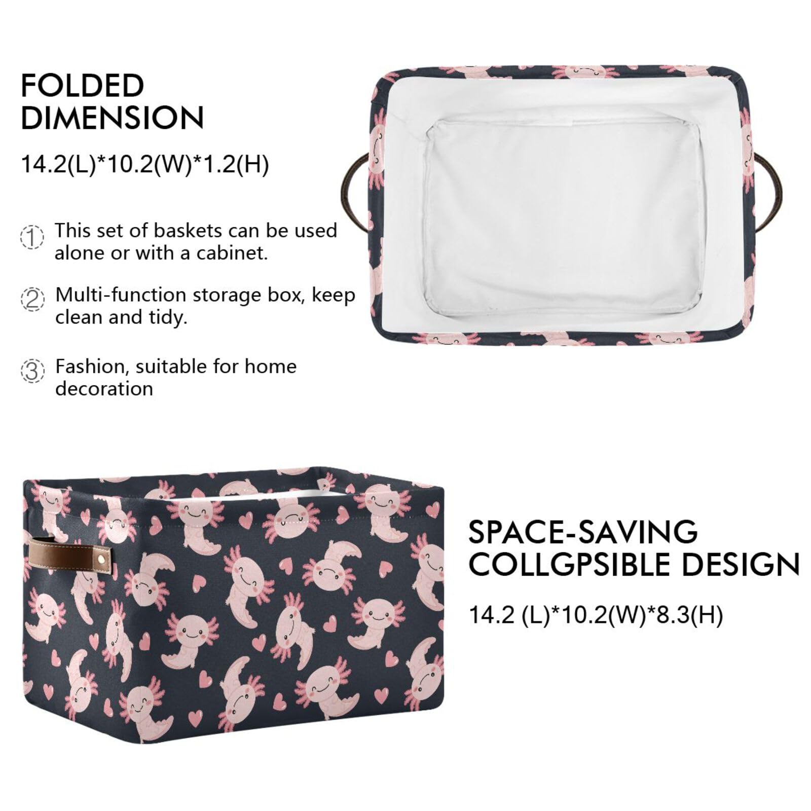 Emelivor Axolotl Heart basket folded for space-saving storage.