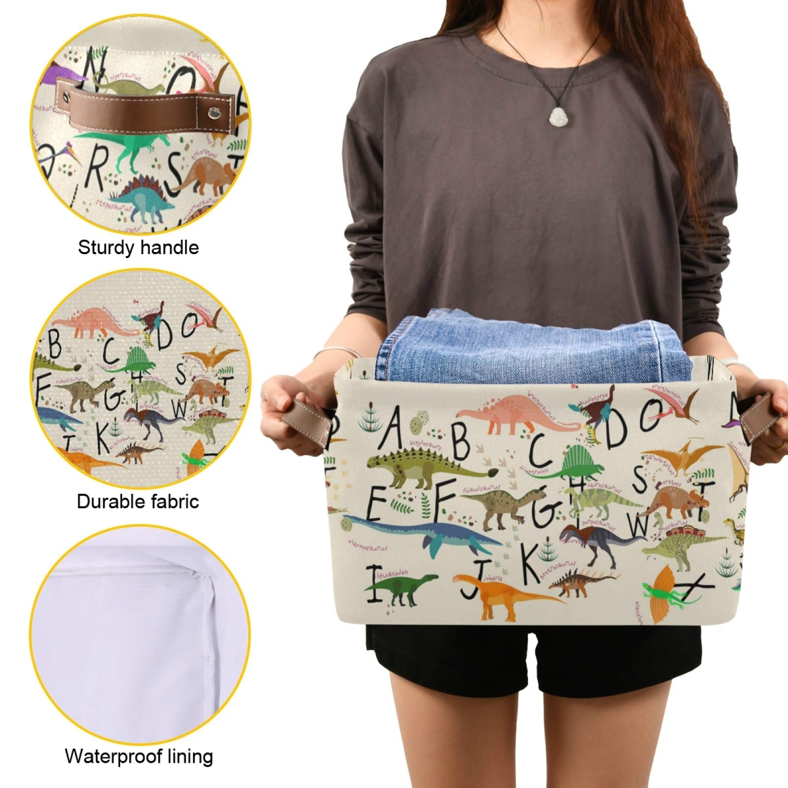 Emelivor ABC Dinosaurs Storage Bin decorative design for nursery shelves.