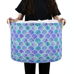 Emelivor large round storage basket with mermaid canvas close-up, ideal for toy organization.