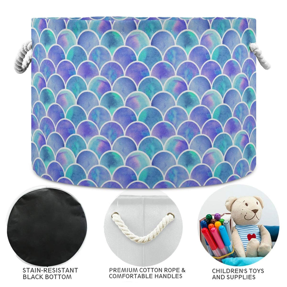 Emelivor round storage basket for toy storage in kids' room with sturdy handles.