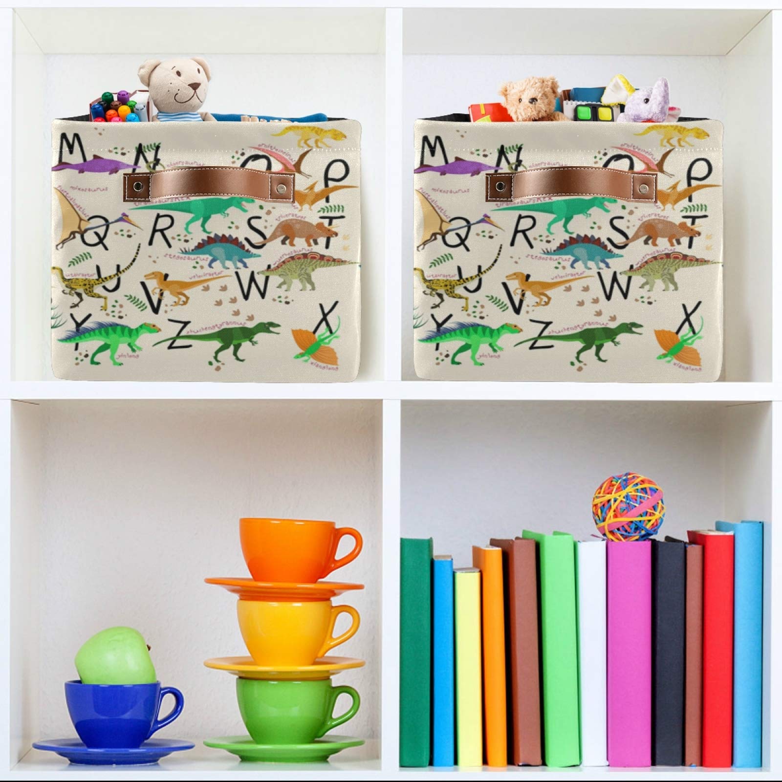 Emelivor ABC Dinosaurs Storage Bin stands upright for quick access.