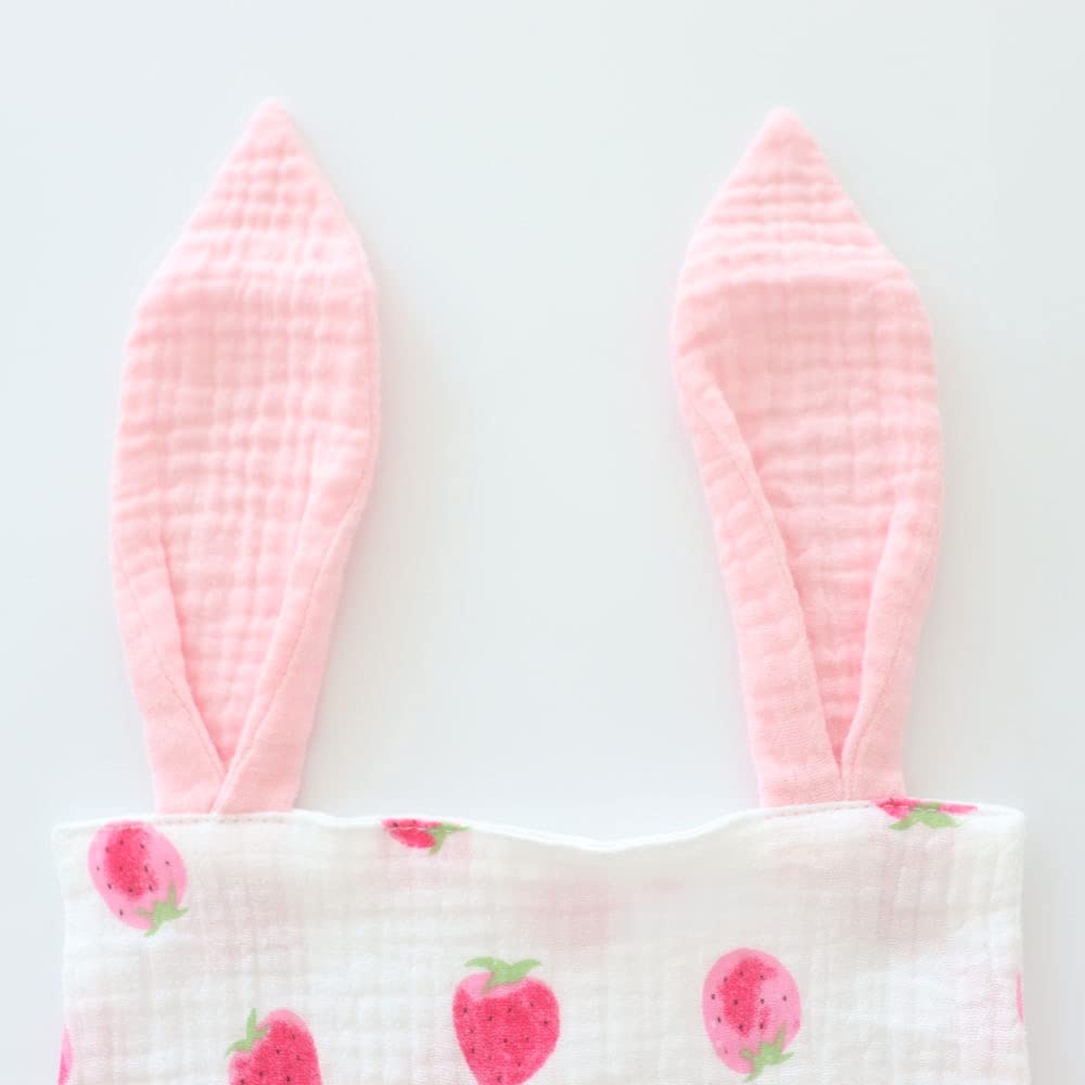 Emenpy bunny blanket with knotted arms provides textured sensory play