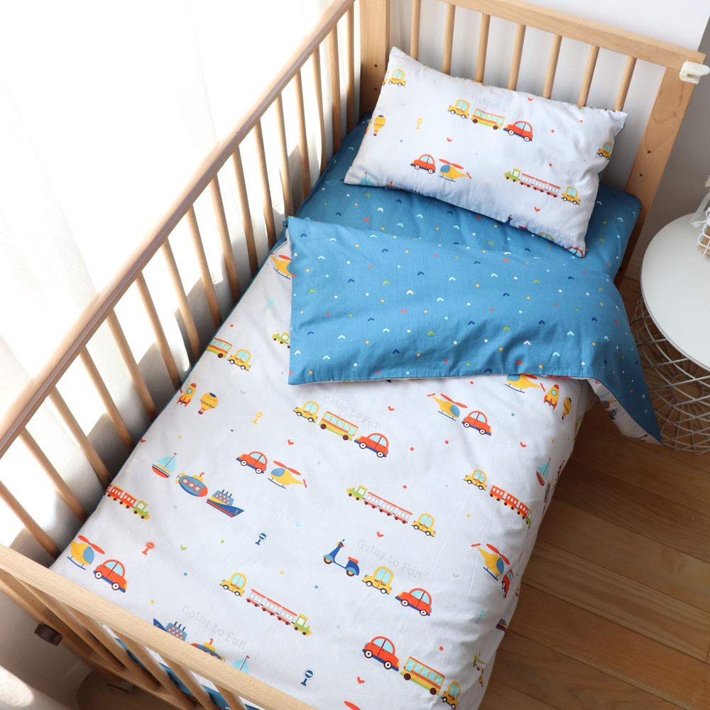 Emenpy crib bedding navy ensemble: soft 100% cotton for gentle baby sleep.