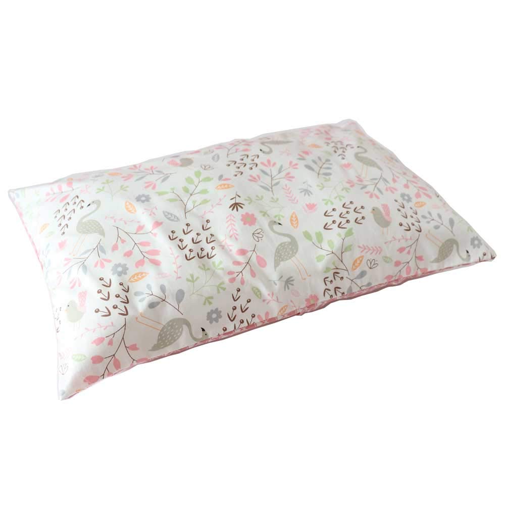 Emenpy pink pillowcase keeps baby’s pillow clean and cozy.