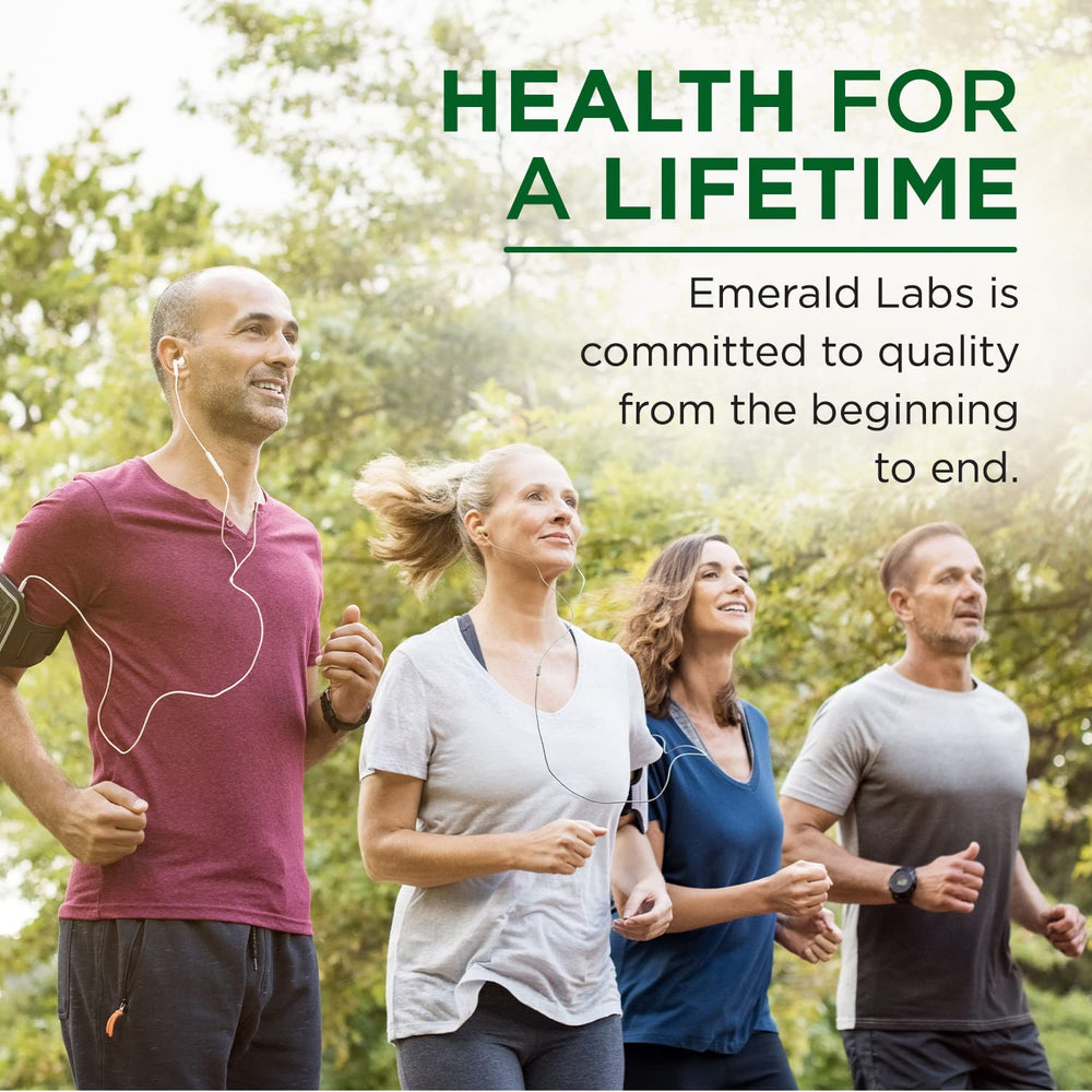Emerald Labs Estrogen Detox packaging emphasizes vegan gluten-free standards.